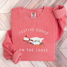 Festive Goose on the Loose Christmas Xmas Duck Sweatshirt