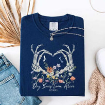Dry Bones Come Alive Skeleton Flowers T-Shirt