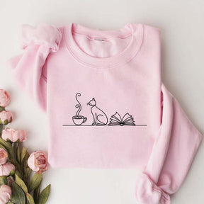 Coffee Cats And Books Lover Sweatshirt
