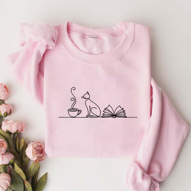 Coffee Cats And Books Lover Sweatshirt