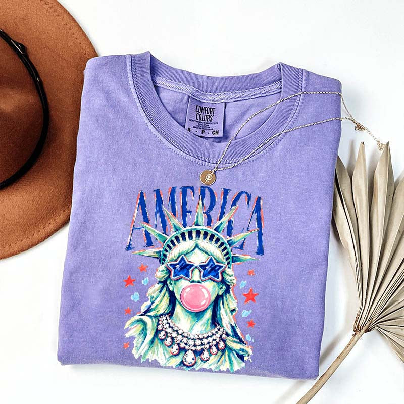 America Statue of Liberty Blowing Bubble Gum T-Shirt