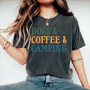Dogs Coffee Camping Life T-Shirt
