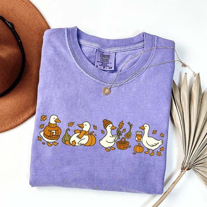 Fall Goose Vibes Autumn Coffee Pumpkin T-Shirt