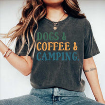 Dogs Coffee Camping Life T-Shirt