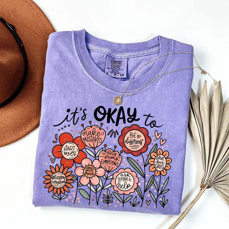 It's Okay Floral Mental Health T-Shirt