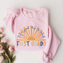 Retro First Grade Teacher Sweatshirt