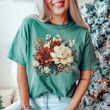 Christmas Flowers Comfort Colors T-Shirt