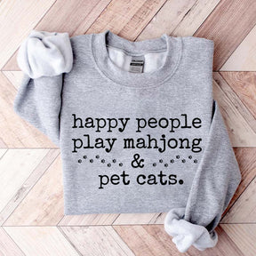 Happy People Play Mahjong & Pet Cats Sweatshirt