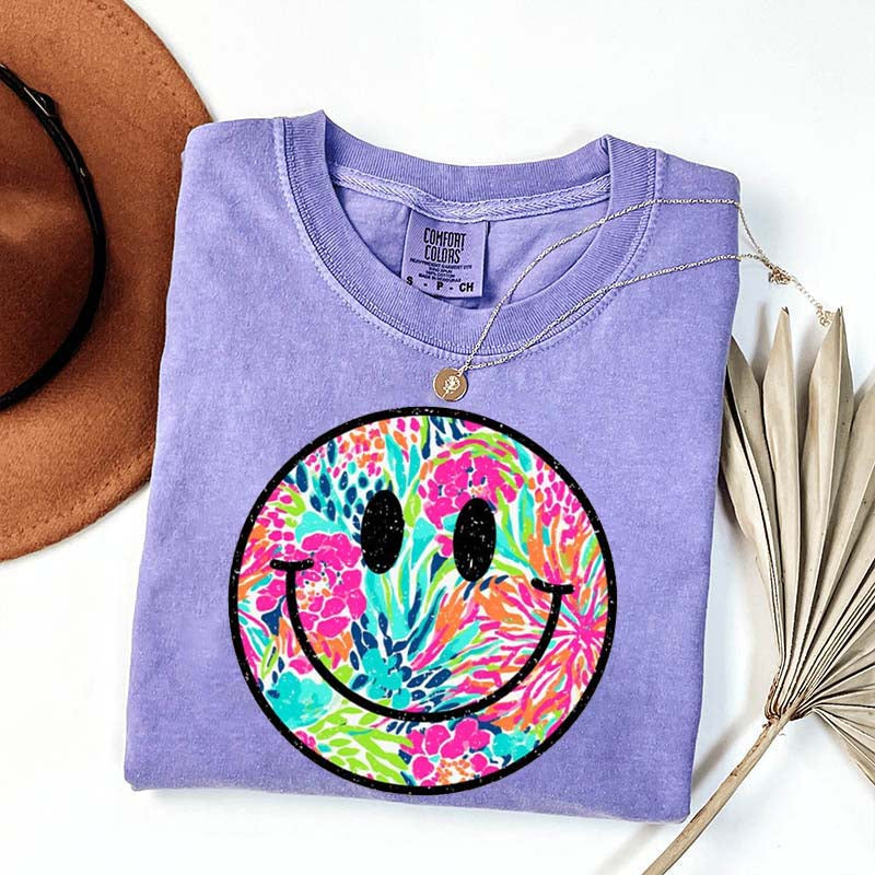 Comfort Colors Smiley Face Beach Vibes T-Shirt