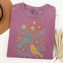 Boho Cottagecore Birds and Flowers T-Shirt