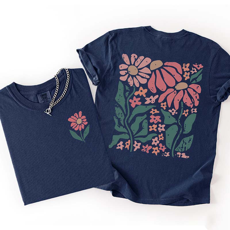 Boho Floral Back Print T-Shirt