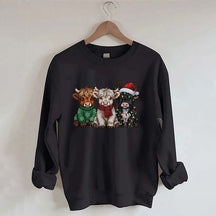 Rustic Highland Cows Christmas Sweatshirt
