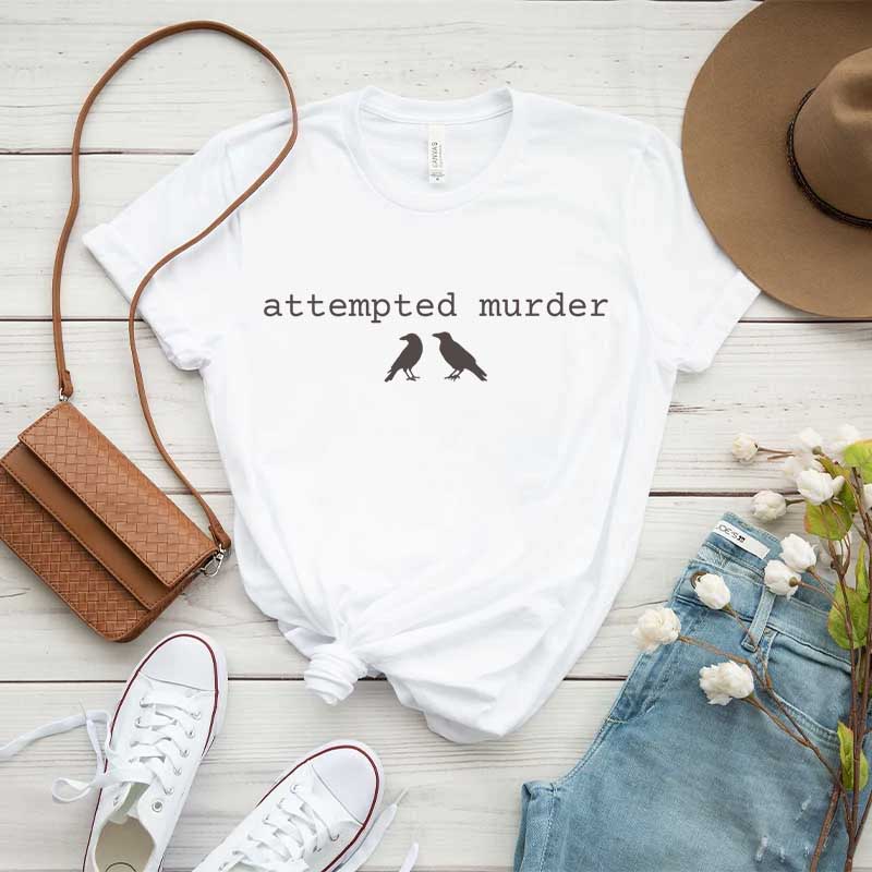 Funny Attempted Murder Crow Minimalist T-Shirt