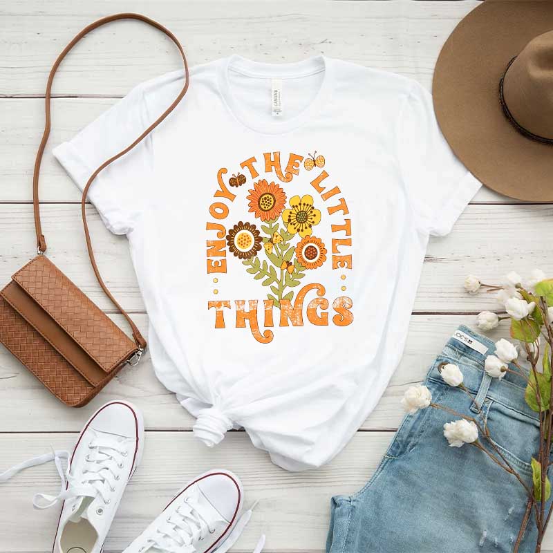 Enjoy The Little Things Orange Flower T-Shirt