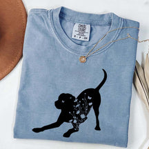 Black Lab Mom Labrador Dog Flowers T-Shirt