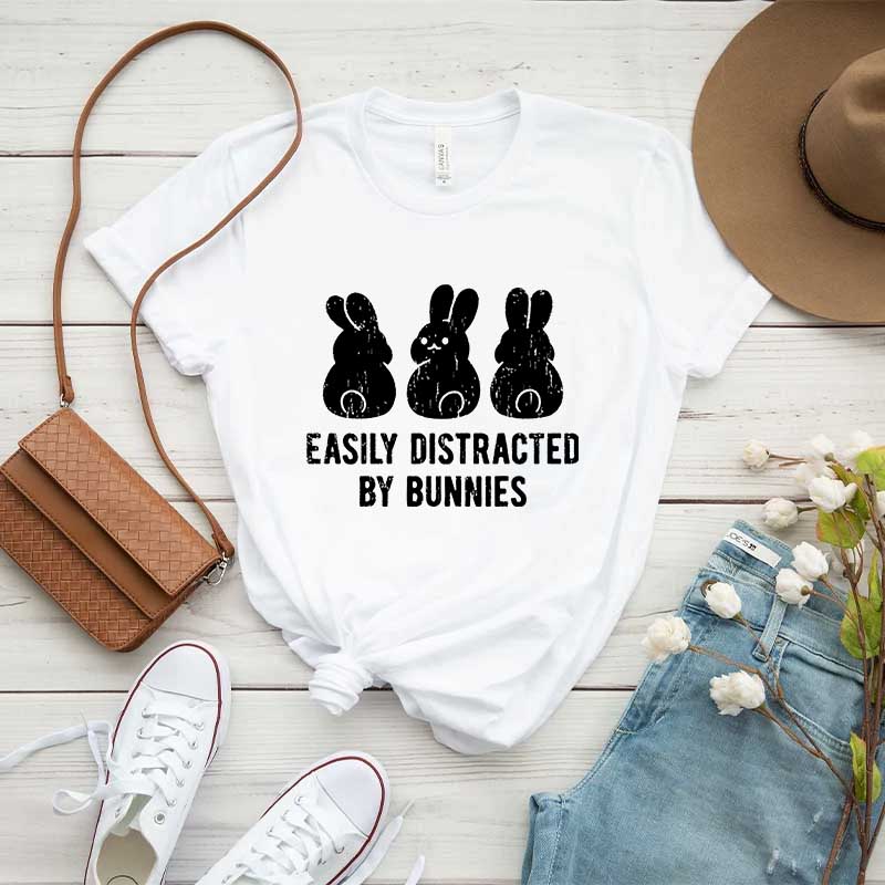 Easily Distracted by Rabbits Bunny T-Shirt