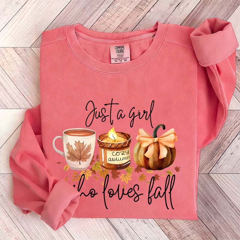 Just A Girl Who Loves Fall Football Coffee Sweatshirt