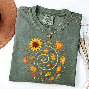 Spiral Sunflower Pumpkin Fall T-Shirt
