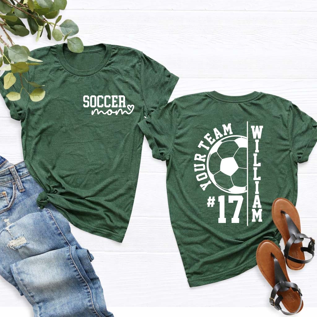 Custom Soccer Team Mom Kids Name & Number T-Shirt