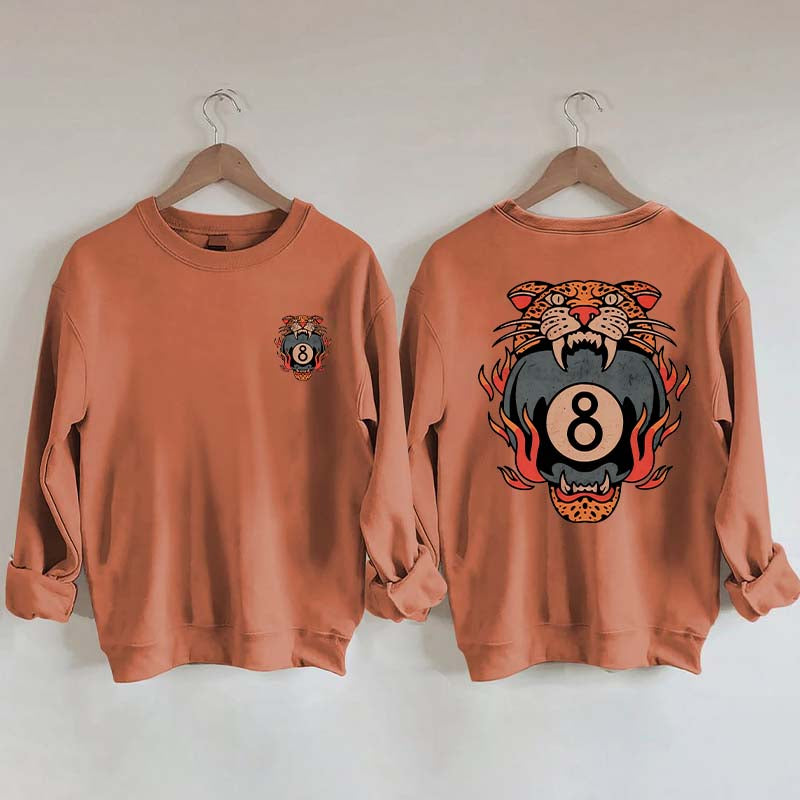 Lucky Leopard Traditional Tattoo T 8 Ball Sweatshirt