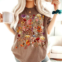 Vintage Pressed Flowers Market Boho Cottagecore T-Shirt