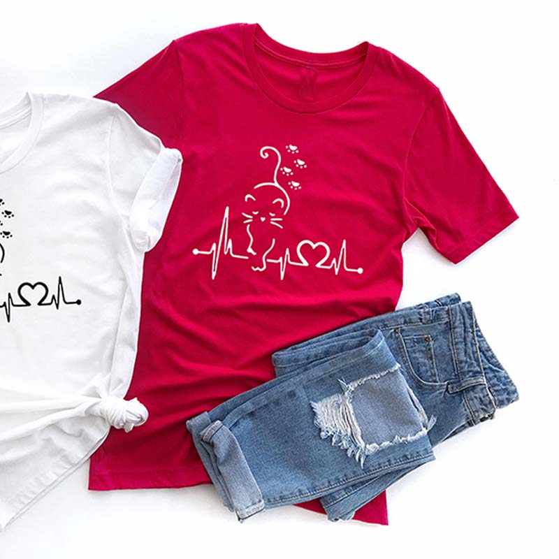 Cat Heartbeat Fur Mama T-Shirt