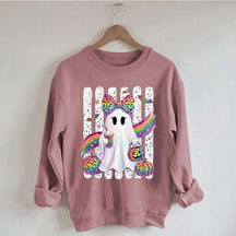 Preppy Ghost Coquette Leopard Girly Sweatshirt