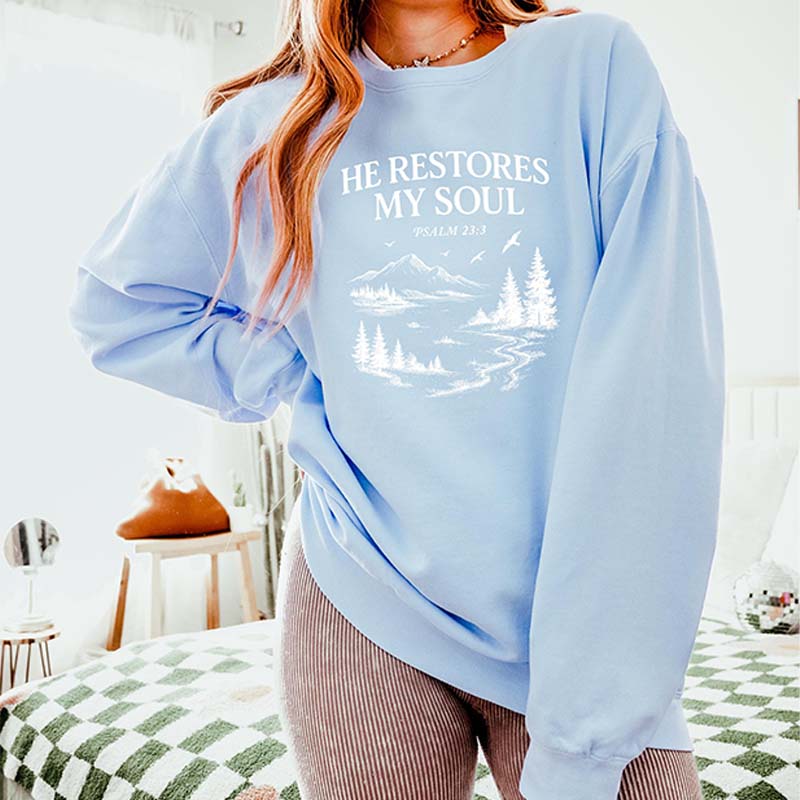 He Restores My Soul Psalm Midweight Vintage Sweatshirt