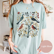 Cottagecore Birds and Flowers Folk Art T-Shirt