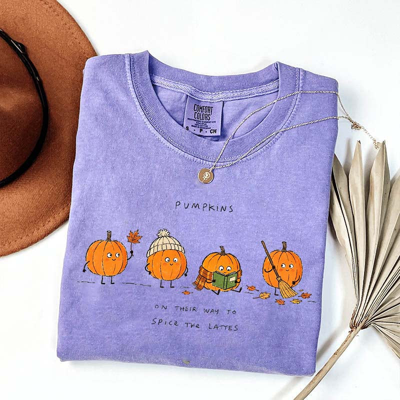 Pumpkins on Their Way to Spice the Latte Graphic T-Shirt