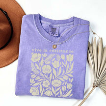 Vive La Resistance Floral Pattern Resist T-Shirt