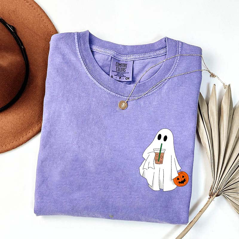 Halloween Ghost Iced Coffee Lover T-Shirt