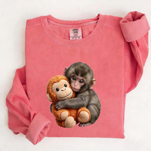 Cute Baby Monkey With Plush Toy Sweatshirt