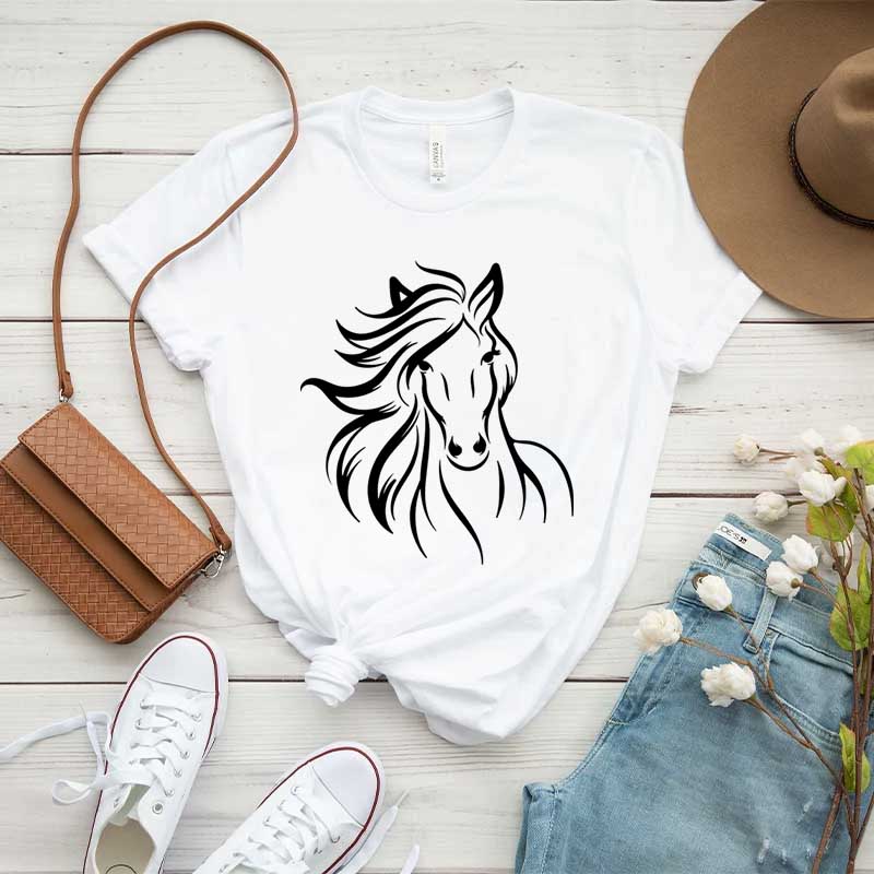 Simple Floral Horse T-Shirt