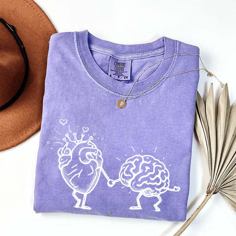 Mental Health Awareness Brain Heart T-Shirt