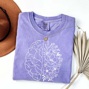 Mental Health Floral Brain Anatomy T-Shirt