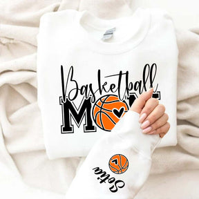 Custom Basketball Mom Cute Heart Sweatshirt