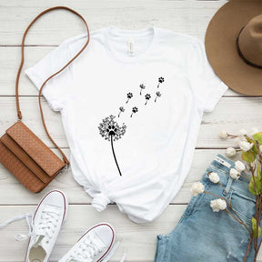 Cute Dandelion Dog Paw Simple T-Shirt