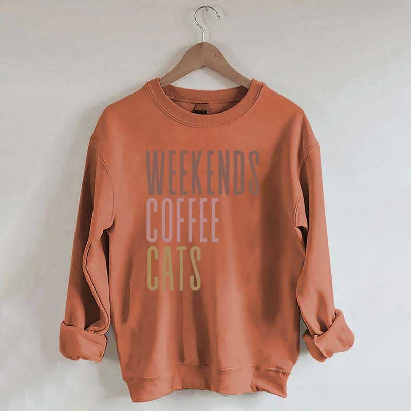 Weekends Coffee Cats Sweatshirt