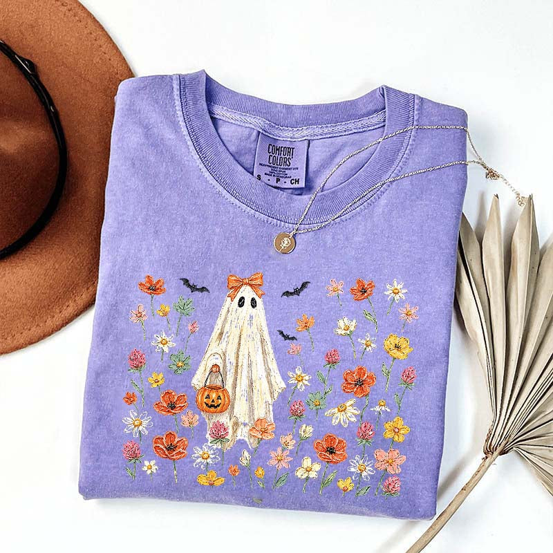 Coquette Floral Ghost Wildflowers Cute T-Shirt