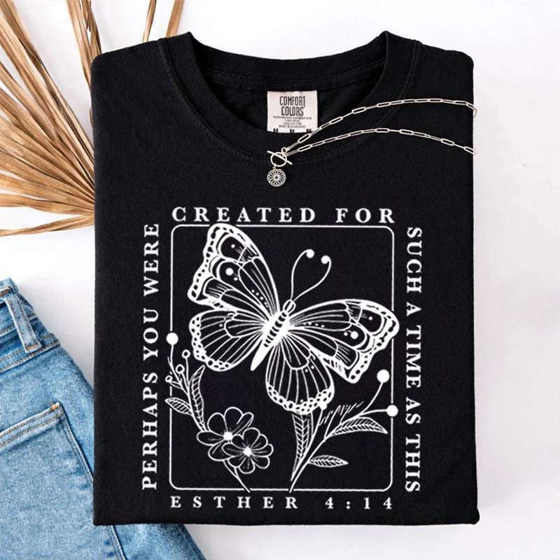 Bible Verse Esther 4:14 Butterfly Floral T-Shirt