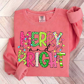 Merry and Bright Cute Family Christmas Sweatshirt