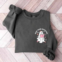 Ghost Reading Books Bookish Halloween Sweatshirt