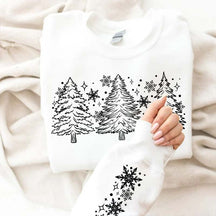 Christmas Snow Trees With Sleeve Sweatshirt