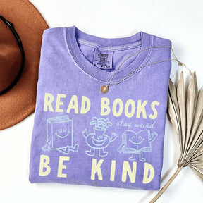 Read Books Be Kind Stay Weird Retro Doodle T-Shirt
