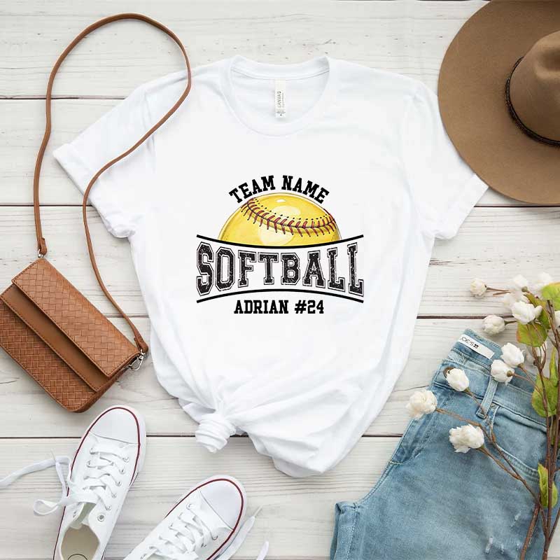 Custom Name Number Softball T-Shirt