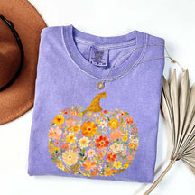 Flowers Pumpkin Comfort Colors T-Shirt
