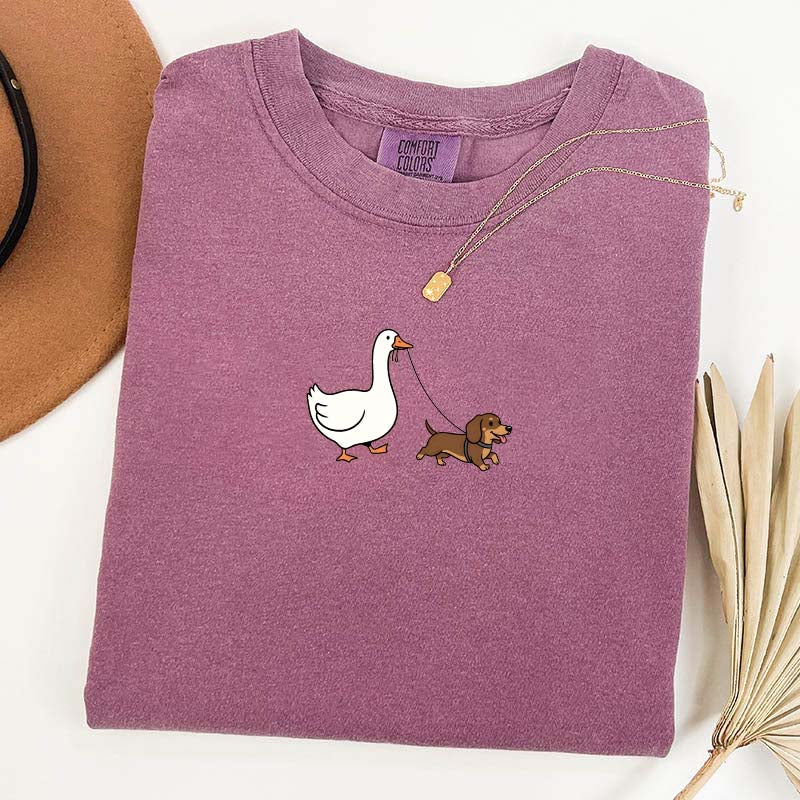 Goose and Dachshund Dog T-Shirt