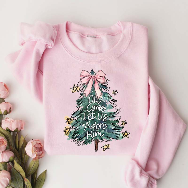 Oh Come Let Us Adore Him Jesus Holiday Christmas Sweatshirt