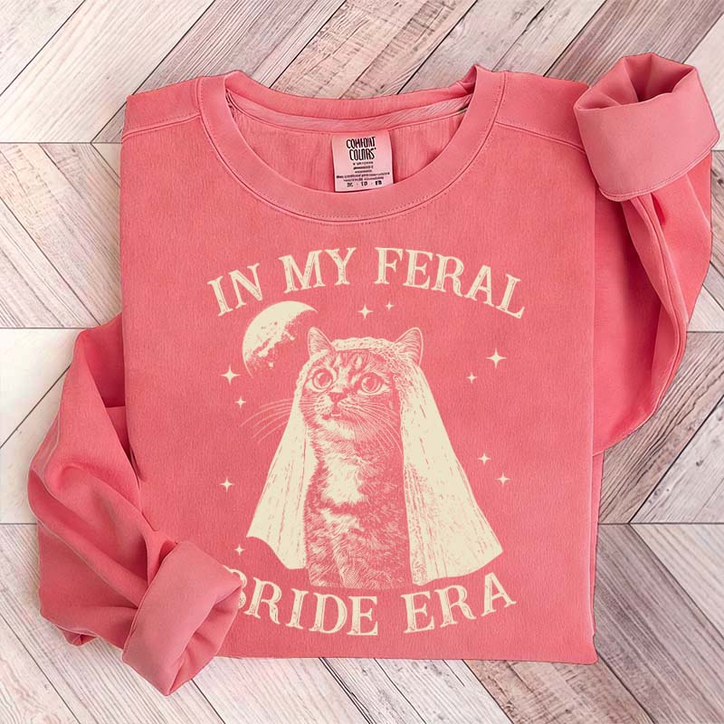 Retro Comfort Bride Wedding Cat Lover Sweatshirt